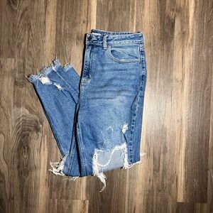 CELLO Jeans Womens 11 / 30 Blue Distressed Shredded High Rise